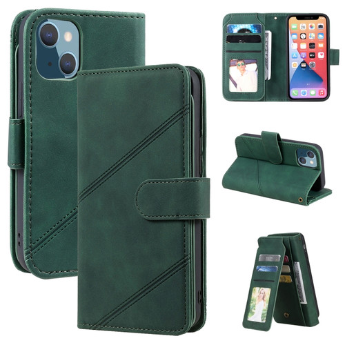 iPhone 13 Skin Feel Horizontal Flip Leather Phone Case - Green