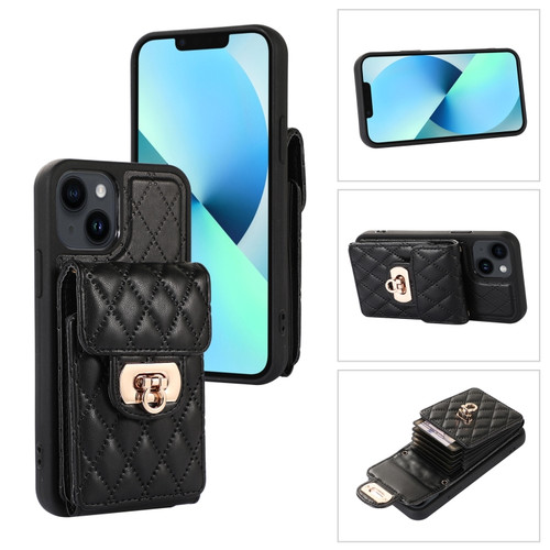 iPhone 13 Card Slot Leather Phone Case - Black