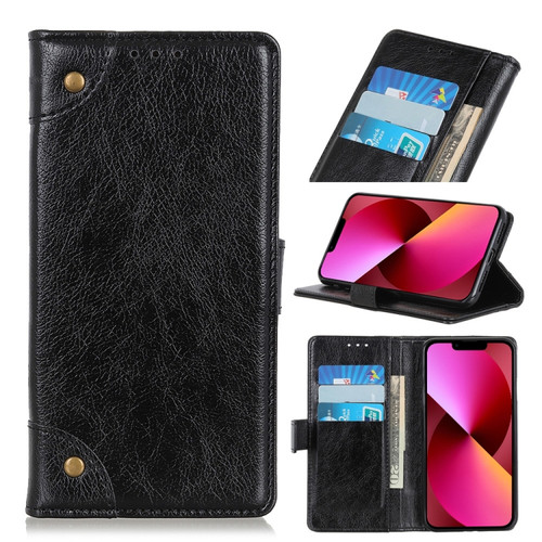 iPhone 13 Copper Buckle Nappa Texture Horizontal Flip Leather Case with Holder & Card Slots & Wallet - Black