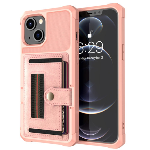 iPhone 13 ZM06 Card Bag TPU + Leather Phone Case - Pink