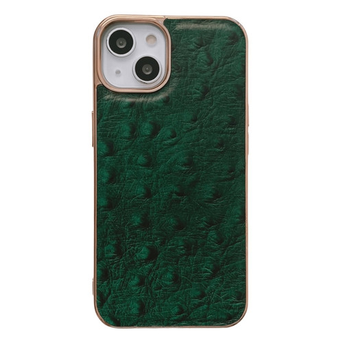 iPhone 13 Genuine Leather Ostrich Texture Nano Case - Green