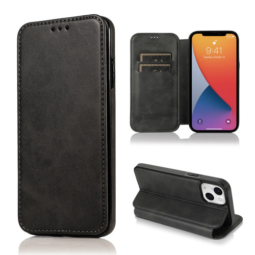 iPhone 13 Knight Magnetic Suction Leather Phone Case - Black