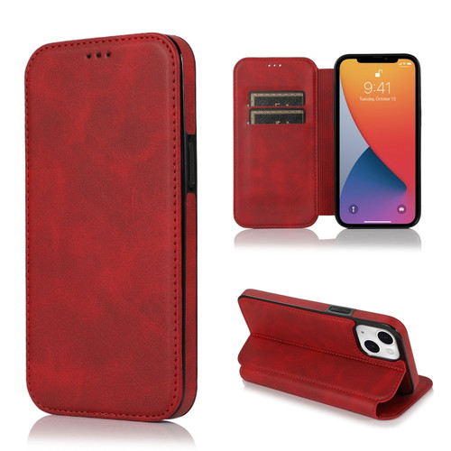 iPhone 13 Knight Magnetic Suction Leather Phone Case - Red