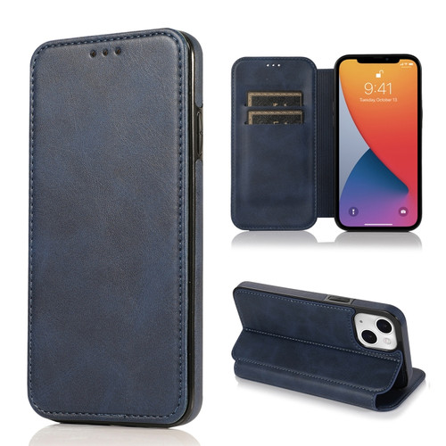 iPhone 13 Knight Magnetic Suction Leather Phone Case - Blue