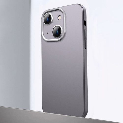 iPhone 13 Frosted Metal Material Phone Case with Lens Protection - Grey