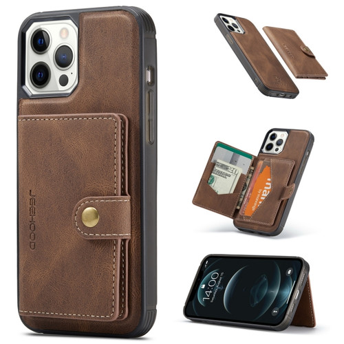 iPhone 13 JEEHOOD Retro Magnetic Detachable Protective Case with Wallet & Card Slot & Holder - Brown