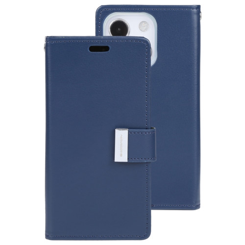 iPhone 13 GOOSPERY RICH DIARY Crazy Horse Texture Horizontal Flip Leather Case with Holder & Card Slots & Wallet - Blue