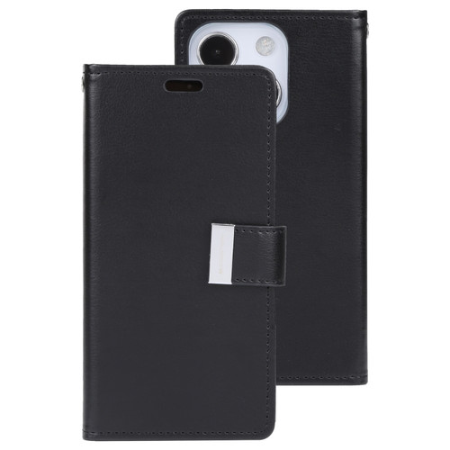 iPhone 13 GOOSPERY RICH DIARY Crazy Horse Texture Horizontal Flip Leather Case with Holder & Card Slots & Wallet - Black