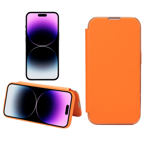 iPhone 13 Plain Skin Shield Leather Phone Case - Orange Yellow