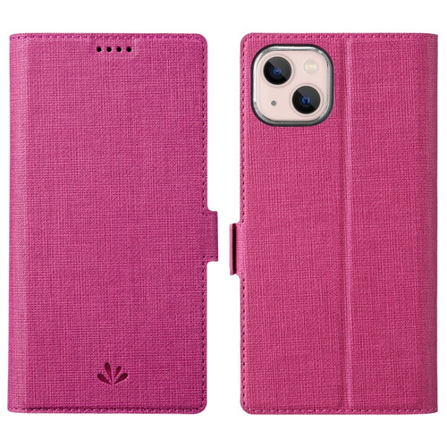 iPhone 13 ViLi K Series Dual-side Buckle Magsafe Leather Phone Case - Rose Red