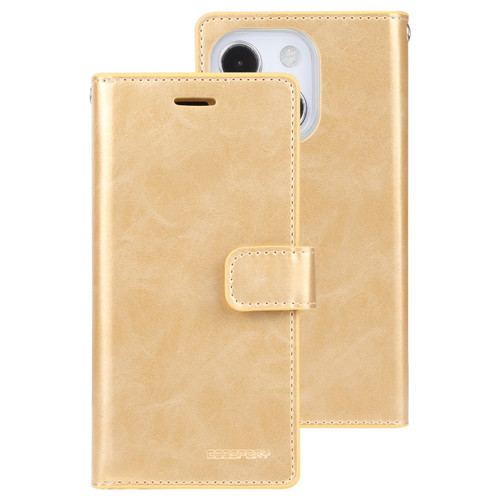 iPhone 13 GOOSPERY MANSOOR Crazy Horse Texture Horizontal Flip Leather Case with Holder & Card Slots & Wallet - Gold