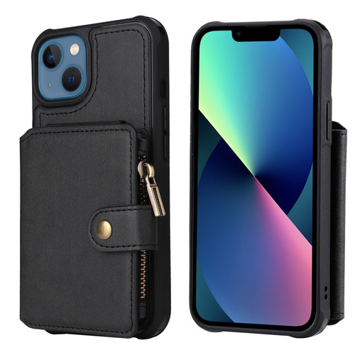 iPhone 13 Zipper Shockproof Protective Phone Case - Black