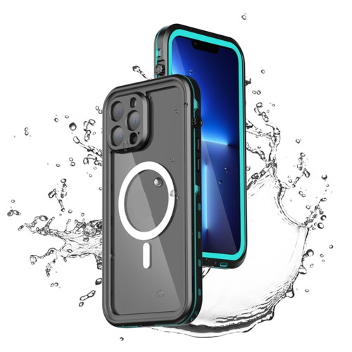 iPhone 13 PC + TPU + PET Shockproof Magsafe Waterproof Phone Case - Grass Blue