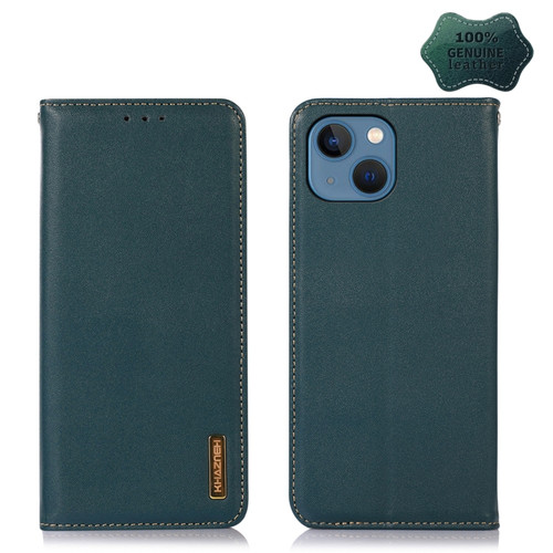 iPhone 13 KHAZNEH Nappa Top Layer Cowhide Leather Phone Case - Green