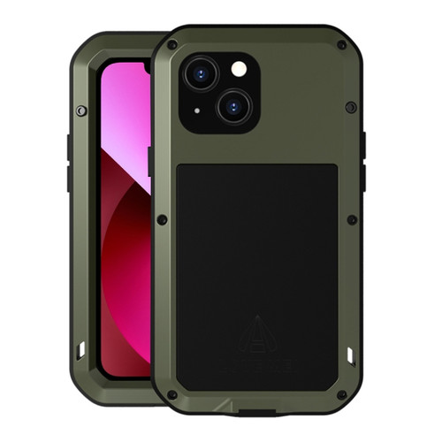 iPhone 13 LOVE MEI Metal Shockproof Life Waterproof Dustproof Protective Phone Case - Army Green