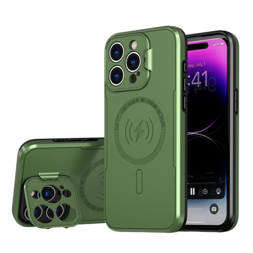 iPhone 15 Pro Max MagSafe Magnetic Invisible Camera Holder Phone Case - Green