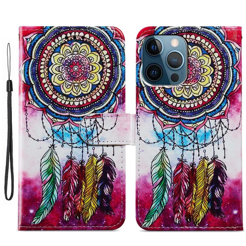 iPhone 15 Pro Max Colored Drawing Leather Phone Case - Dreamcatcher