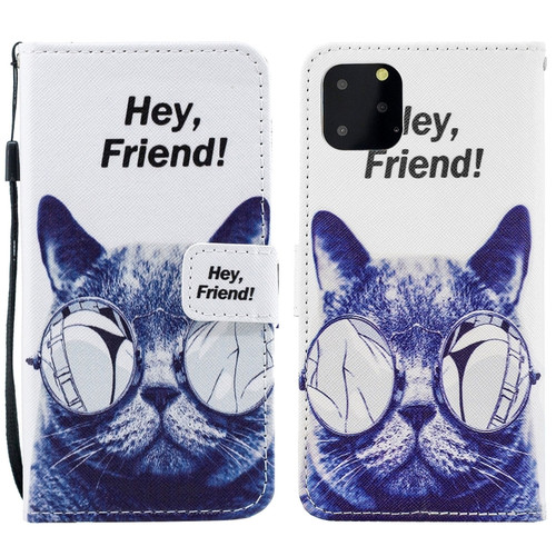 iPhone 15 Pro Max Painted Pattern Horizontal Flip Leather Phone Case - Cool Cat