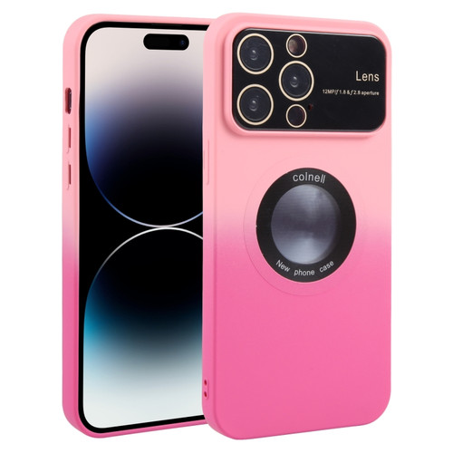 iPhone 15 Pro Max Gradient Silicone Shockproof Magsafe Phone Case with Lens Film - Pink Rose