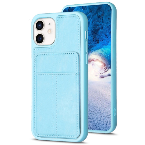 iPhone 11 BF28 Frosted Card Bag Phone Case with Holder - Blue