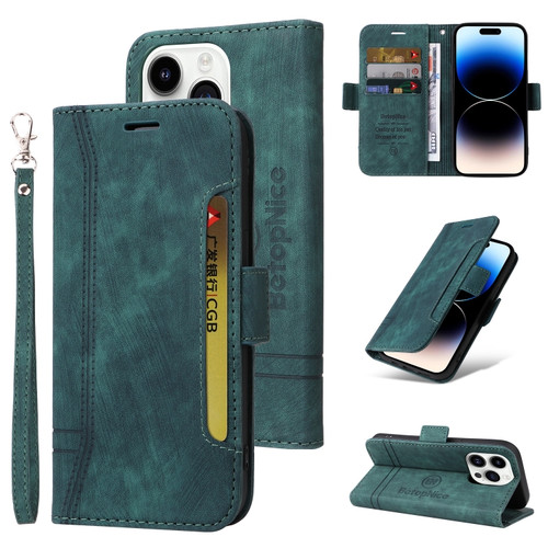 iPhone 15 Pro Max BETOPNICE Dual-side Buckle Leather Phone Case - Green