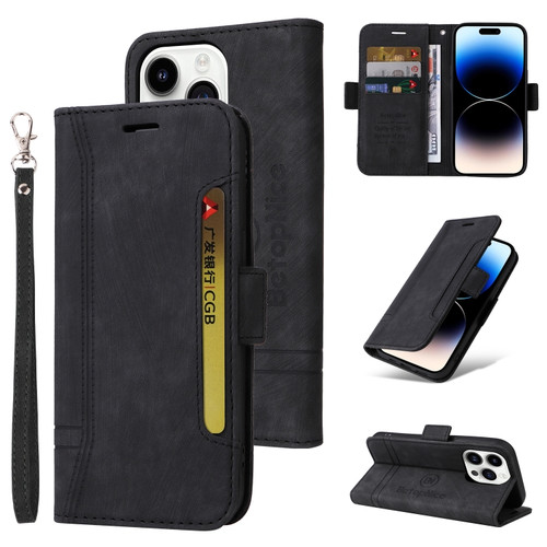 iPhone 15 Pro Max BETOPNICE Dual-side Buckle Leather Phone Case - Black
