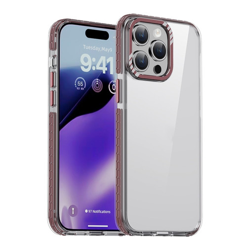 iPhone 15 Pro Max iPAKY MT Series Transparent PC+TPU Phone Case - Dark Red