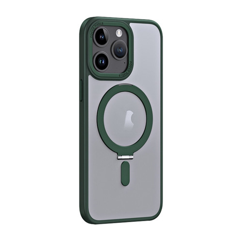 iPhone 15 Pro Max Skin Feel MagSafe Shockproof Phone Case with Holder - Dark Green