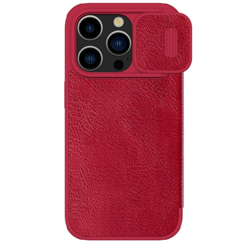 iPhone 15 Pro Max NILLKIN QIN Series Pro Sliding Camera Cover Design Leather Phone Case - Red