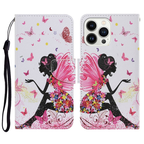 iPhone 15 Pro 3D Colored Drawing Flip Leather Phone Case - Dance Girl