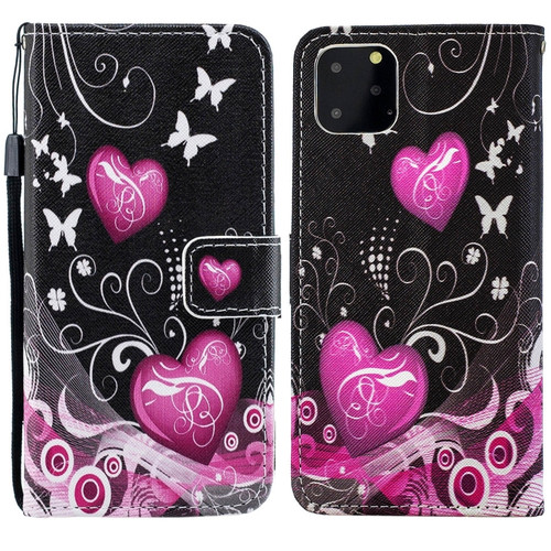 iPhone 15 Pro Painted Pattern Horizontal Flip Leather Phone Case - Peach Heart