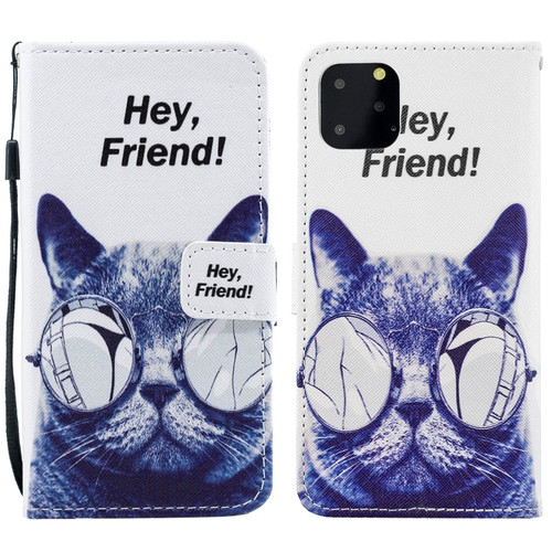 iPhone 15 Pro Painted Pattern Horizontal Flip Leather Phone Case - Cool Cat