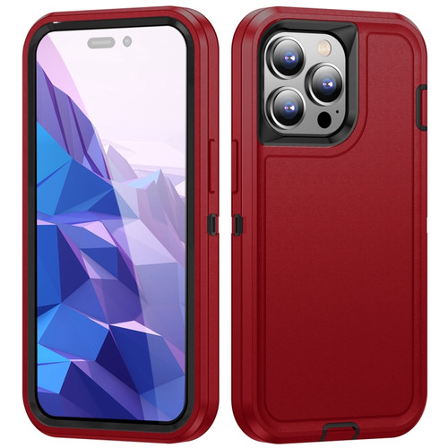 iPhone 15 Pro Life Waterproof Rugged Phone Case - Red + Black