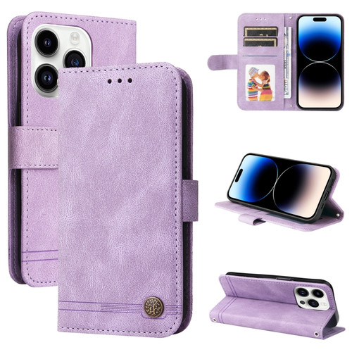 iPhone 15 Pro Skin Feel Life Tree Leather Phone Case - Purple