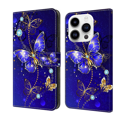 iPhone 15 Pro Crystal 3D Shockproof Protective Leather Phone Case - Diamond Butterfly