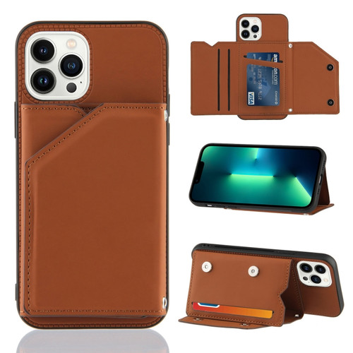 iPhone 15 Pro Skin Feel PU + TPU + PC Back Cover Shockproof Case - Brown