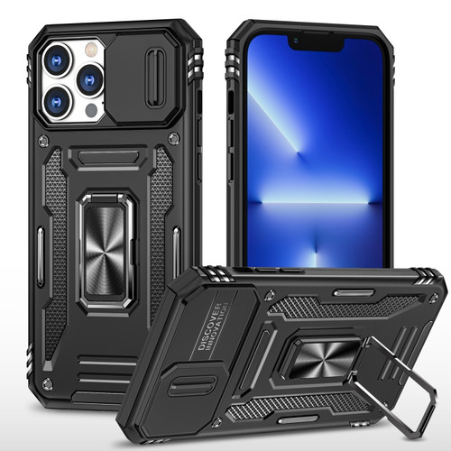 iPhone 15 Pro Armor PC + TPU Camera Shield Phone Case - Black