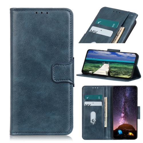 iPhone 15 Pro Mirren Crazy Horse Texture Horizontal Flip Leather Phone Case - Blue