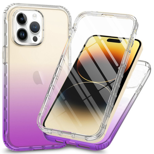 iPhone 15 Pro Full Body Shockproof Clear Gradient Phone Case - Purple