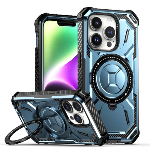 iPhone 15 Pro Armor Series MagSafe Magnetic Holder Phone Case - Blue