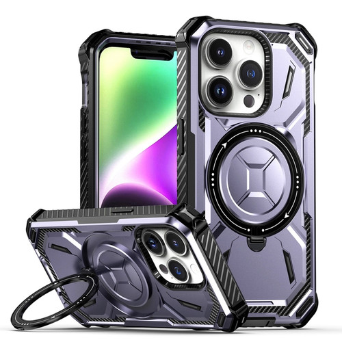 iPhone 15 Pro Armor Series MagSafe Magnetic Holder Phone Case - Light Purple