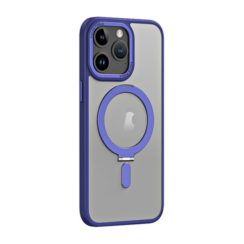 iPhone 15 Pro Skin Feel MagSafe Shockproof Phone Case with Holder - Dark Blue