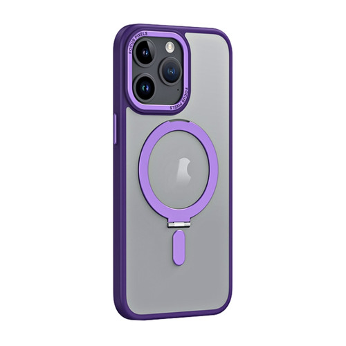 iPhone 15 Pro Skin Feel MagSafe Shockproof Phone Case with Holder - Purple