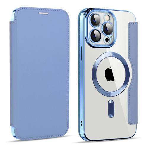 iPhone 15 Pro MagSafe Magnetic RFID Anti-theft Leather Phone Case - Blue