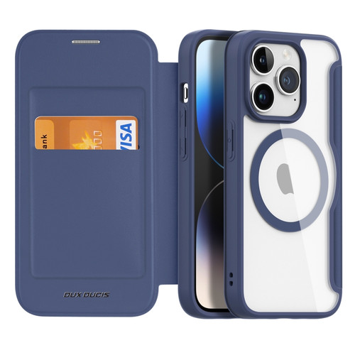 iPhone 15 Pro DUX DUCIS Skin X Pro Series Magsafe PC + TPU Phone Leather Case - Blue