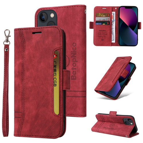 iPhone 15 Plus BETOPNICE Dual-side Buckle Leather Phone Case - Red