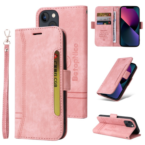 iPhone 15 Plus BETOPNICE Dual-side Buckle Leather Phone Case - Pink