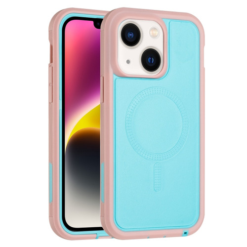 iPhone 15 Plus Defender Series XT MagSafe Magnetic PC + TPU Shockproof Phone Case - Turquoise+Pink