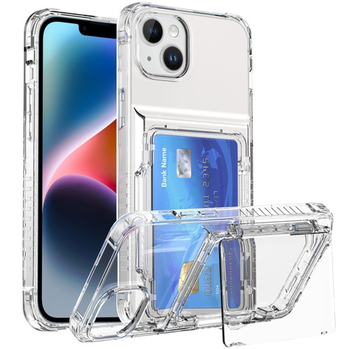 iPhone 15 Plus Crystal Clear Flip Card Slot Phone Case - Transparent