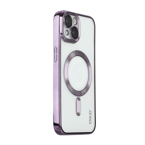 iPhone 15 Plus ENKAY Hat-Prince Magsafe Electroplated TPU Clear Shockproof Phone Case - Purple